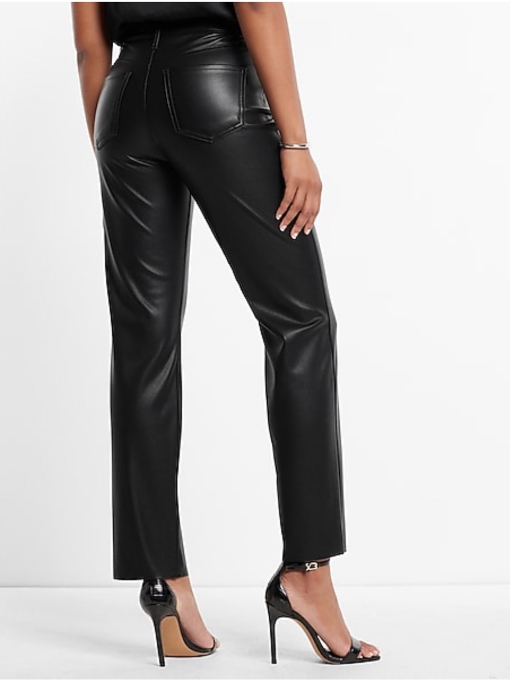 Express Super High-Rise 90s Slim Faux Leather Straight-Leg Pants - 8R
